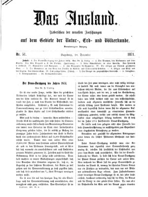 Das Ausland Montag 18. Dezember 1871