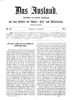 Das Ausland Montag 25. Dezember 1871