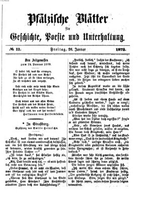 Pfälzische Blätter für Geschichte, Poesie und Unterhaltung (Zweibrücker Wochenblatt) Freitag 26. Januar 1872