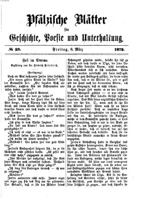 Pfälzische Blätter für Geschichte, Poesie und Unterhaltung (Zweibrücker Wochenblatt) Freitag 8. März 1872