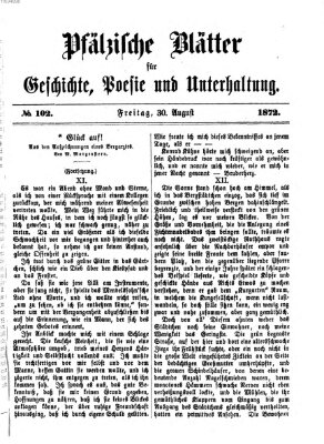 Pfälzische Blätter für Geschichte, Poesie und Unterhaltung (Zweibrücker Wochenblatt) Freitag 30. August 1872