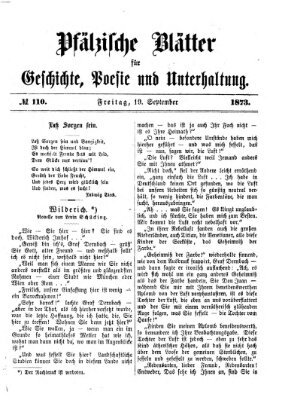 Pfälzische Blätter für Geschichte, Poesie und Unterhaltung (Zweibrücker Wochenblatt) Freitag 19. September 1873