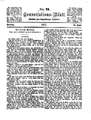 Regensburger Conversations-Blatt (Regensburger Tagblatt) Freitag 16. Juni 1871