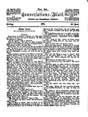 Regensburger Conversations-Blatt (Regensburger Tagblatt) Freitag 27. Juni 1873