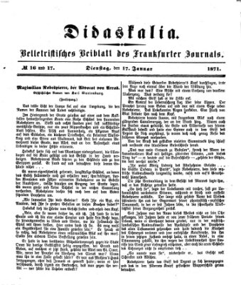 Didaskalia Dienstag 17. Januar 1871