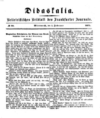 Didaskalia Mittwoch 1. Februar 1871