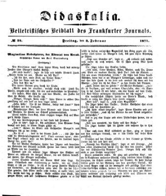 Didaskalia Freitag 3. Februar 1871