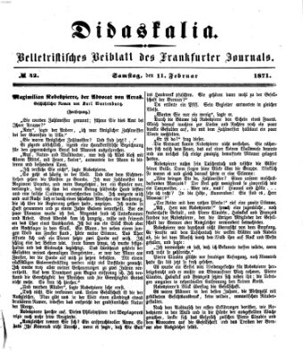 Didaskalia Samstag 11. Februar 1871