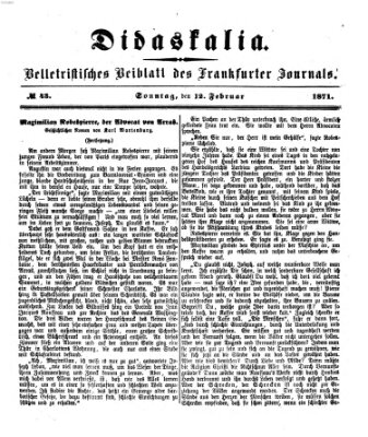 Didaskalia Sonntag 12. Februar 1871