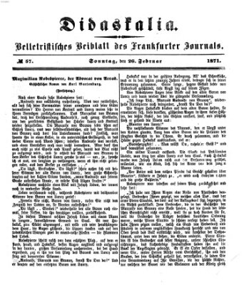 Didaskalia Sonntag 26. Februar 1871