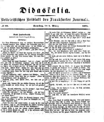 Didaskalia Samstag 4. März 1871