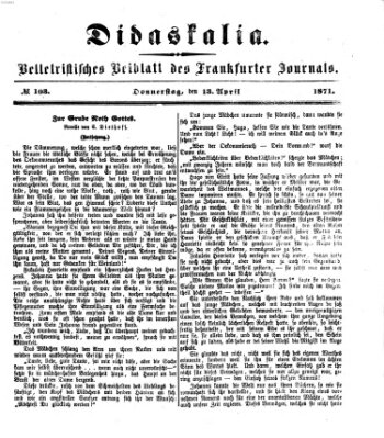 Didaskalia Donnerstag 13. April 1871