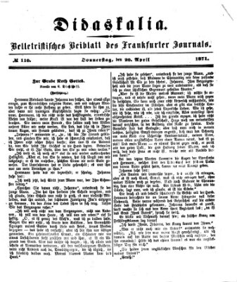 Didaskalia Donnerstag 20. April 1871