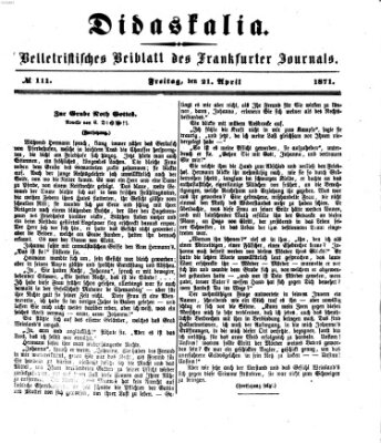 Didaskalia Freitag 21. April 1871