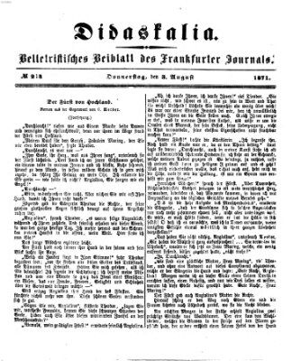 Didaskalia Donnerstag 3. August 1871