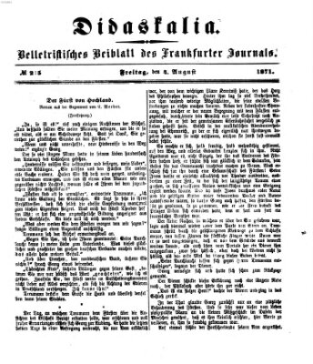 Didaskalia Freitag 4. August 1871