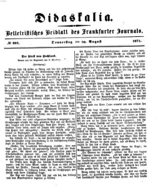 Didaskalia Donnerstag 10. August 1871