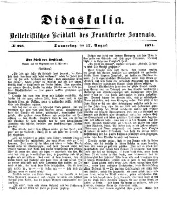 Didaskalia Donnerstag 17. August 1871