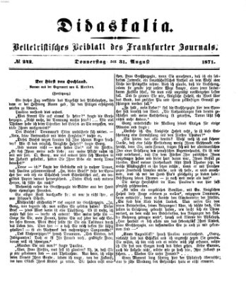 Didaskalia Donnerstag 31. August 1871