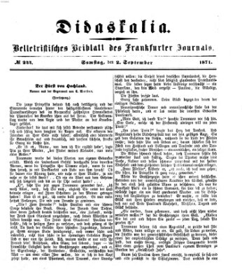 Didaskalia Samstag 2. September 1871