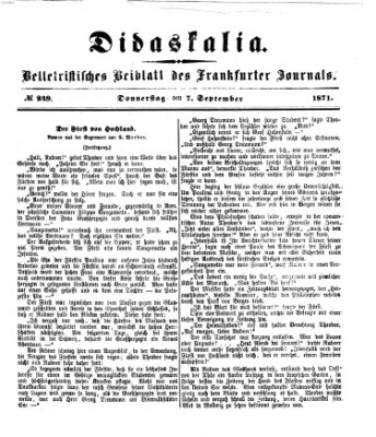 Didaskalia Donnerstag 7. September 1871