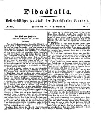 Didaskalia Mittwoch 13. September 1871