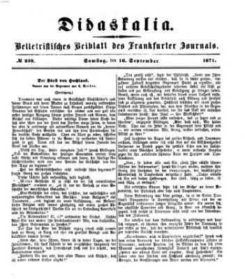 Didaskalia Samstag 16. September 1871