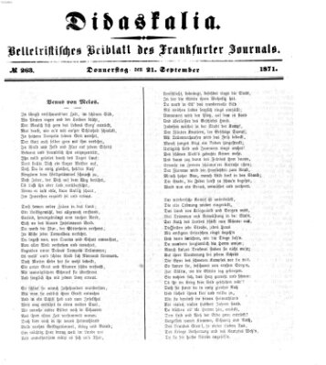 Didaskalia Donnerstag 21. September 1871