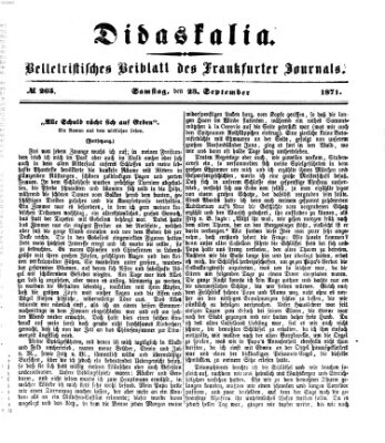 Didaskalia Samstag 23. September 1871