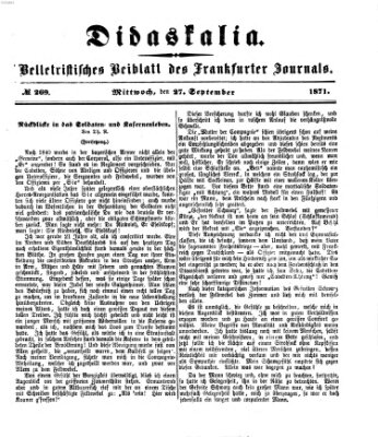 Didaskalia Mittwoch 27. September 1871