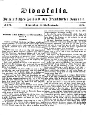 Didaskalia Donnerstag 28. September 1871