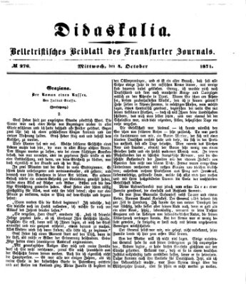 Didaskalia Mittwoch 4. Oktober 1871