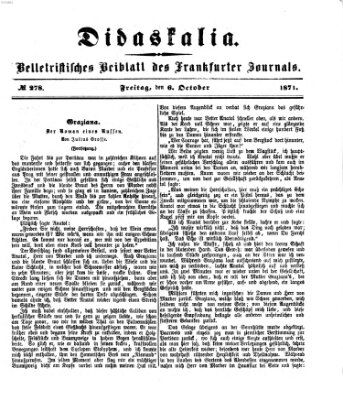 Didaskalia Freitag 6. Oktober 1871