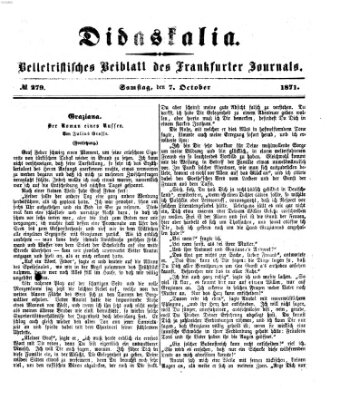 Didaskalia Samstag 7. Oktober 1871