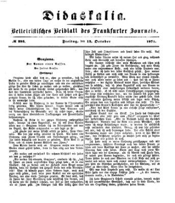 Didaskalia Freitag 13. Oktober 1871