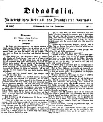 Didaskalia Mittwoch 18. Oktober 1871