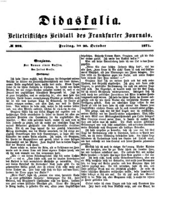 Didaskalia Freitag 20. Oktober 1871