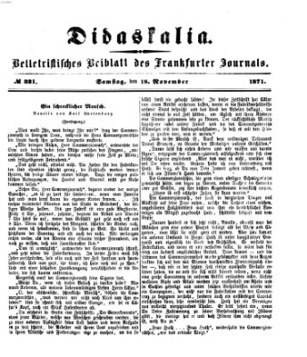 Didaskalia Samstag 18. November 1871