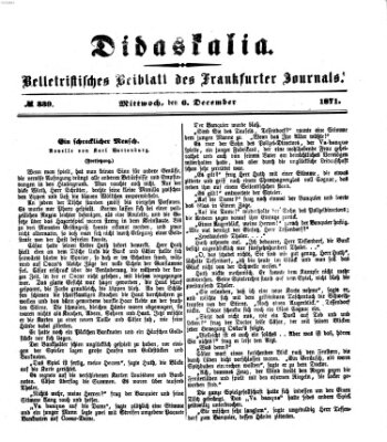 Didaskalia Mittwoch 6. Dezember 1871