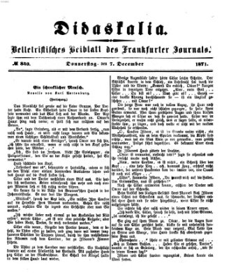 Didaskalia Donnerstag 7. Dezember 1871