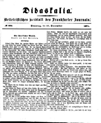 Didaskalia Sonntag 17. Dezember 1871