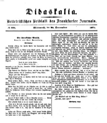 Didaskalia Mittwoch 20. Dezember 1871