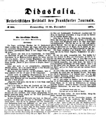 Didaskalia Donnerstag 21. Dezember 1871