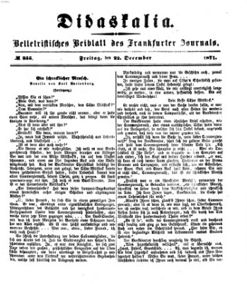 Didaskalia Freitag 22. Dezember 1871