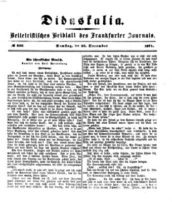 Didaskalia Samstag 23. Dezember 1871