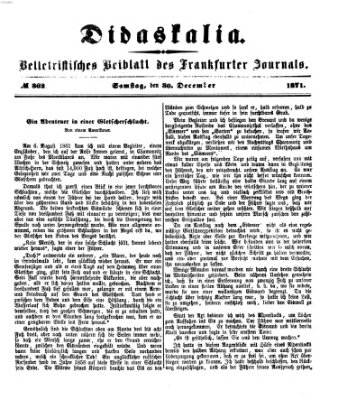 Didaskalia Samstag 30. Dezember 1871