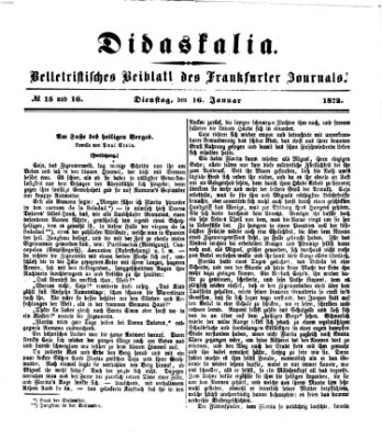 Didaskalia Dienstag 16. Januar 1872