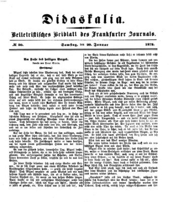 Didaskalia Samstag 20. Januar 1872