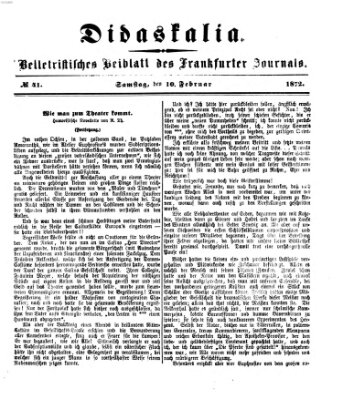 Didaskalia Samstag 10. Februar 1872