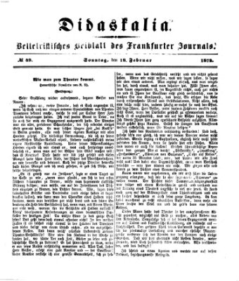 Didaskalia Sonntag 18. Februar 1872